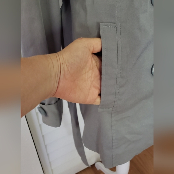Vertigo Paris Blue/Gray Trench Coat Doble Breasted Button Down Jacket Size XL - Picture 7 of 15